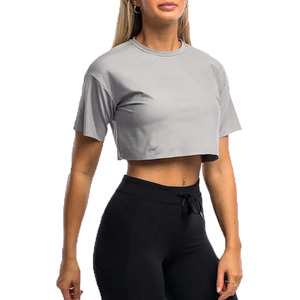 2025 nueva moda mujer manga larga Crop Top camisetas sólidas para mujeres y ropa informal ropa de moda de verano - Product Image 3