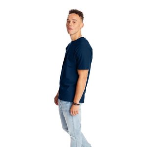 100% coton. Chemise de base pour homme à col rond de couleur unie, T-shirt à manches courtes décontracté respirant et évacuant l'humidité. S-3XL - Product Image 4