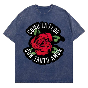Camiseta con estampado gráfico unisex vintage inspirada en Selena Quintanilla-Estampado de punto lavado "Como La Flor Con Tanto Amor" - Product Image 2