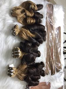 Haute Qualité 100% Humain Remy Extensions De Cheveux Double Dessiné Vierge Cheveux Peau Trame Perruque Bouclés Bouncy Bundles Frontal Vente D'été - Product Image 4