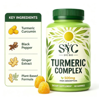 Bonbons gélifiés au curcuma OEM SYC, formule 500 mg, absorption ultra-élevée, naturel, 60 capsules/flacon, pour le soutien des os et des articulations chez l'adulte