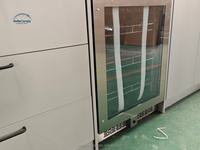 Ensemble d'armoires de cuisine extérieures étanches en acier inoxydable 304 avec charnières, réfrigérateur, évier, robinet, porte vitrée, design moderne pour appartement