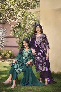 Latest Fully Printed Embroidery Work Cotton <b>Kurti</b> and Bottom Set with Dupatta for Party Wear for Adults Quick Dry All Seasons - Product Image 2