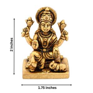 Hand-Painted Laxmi <b>Statue</b> in Polished Brass Home Decor Religious Idol Figurine with Gravure Printing Sitting Pose - Product Image 2