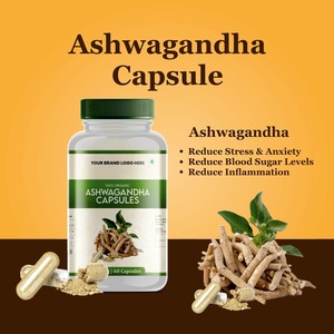 Cápsulas naturales de extracto de hierbas Ashwagandha Suplemento dietético a base de plantas - Product Image 2