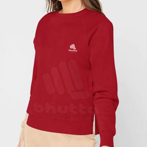 Sudaderas sencillas de Color sólido rojo para mujer, ropa para Parte Superior Femenina, de invierno - Product Image 2
