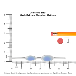 Premium 925 plata esterlina alto acabado moda bisel ajustable conjunto Arco Iris piedra lunar ovalada Marquesa forma Twister pulsera regalo - Product Image 2