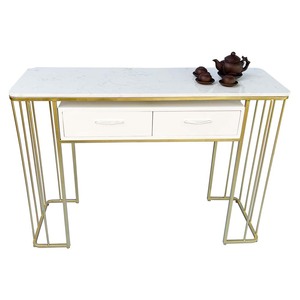 Contemporary White Marble Top <b>Console</b> <b>Table</b> with Gold Painted Frame Living Room Furniture for Entry Decorative <b>Table</b>-CST019 - Product Image 2