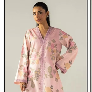 Conjunto Shalwar Kameez de algodón estampado a la moda con estilo, tela importada cómoda, tallas XL a XXL para ropa india y pakistaní - Product Image 1