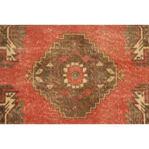 Tapis de 1,6 x 3,3 pieds, petit tapis turc vintage, tapis en laine rouge - Product Image 5