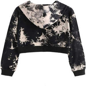 Venta al por mayor de moda Crop Drop Shoulder Hoodie para mujer de gran tamaño personalizado Logo pulóver sudadera de fábrica OEM ODM - Product Image 3