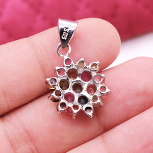 Compre colgante de racimo de flores de turmalina natural en plata de ley sólida 925 Juego de colgantes de flores de 28x17 puntas para ella - Product Image 5