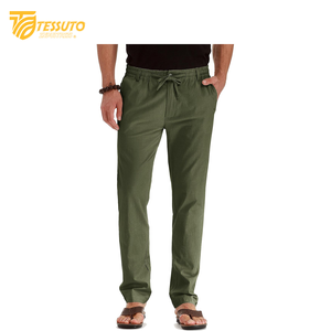 2025 Vintage grande taille hommes pantalons haute qualité léger tricoté toile séchage rapide taille moyenne Style lavé - Product Image 1