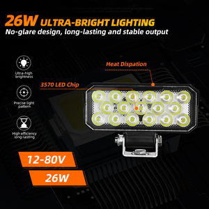 Hot Bán 26W <span class=keywords><strong>LED</strong></span> Làm Việc Ánh Sáng Cho Xe Tải Trang Trại Máy Kéo <span class=keywords><strong>IP67</strong></span> Mức Độ Không Thấm Nước 12V-80V Tự Động Chiếu Sáng Bên Ngoài - Product Image 5
