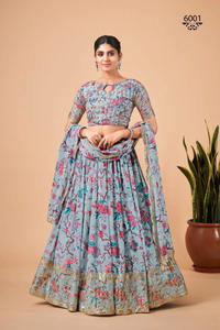 Dernier Designer Faux Georgette Zari Séquence Broderie Travail Lehenga Choli Par Fab Zone - Product Image 6