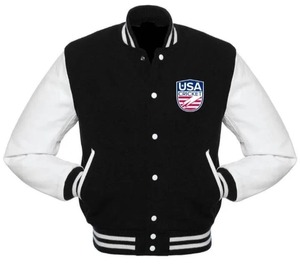 Veste universitaire en laine mélangée personnalisée pour hommes Style baseball classique avec manches en cuir PU OEM/ODM disponible - Product Image 3
