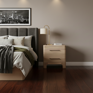 Contemporary Modern Solid Teak Wood <b>Nightstand</b> Adjustable Height 2 Drawers for Bedroom Living Room Furniture Farmhouse Hotel Use - Product Image 4