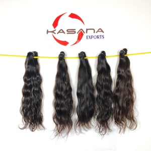 Cheveux humains indiens du Karnataka, 100 % Remy, bruts, non traités, cuticules alignées, couleur naturelle noire, pour femmes, tissage à la machine - Product Image 5