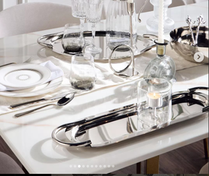 Plateaux en métal doré et argent avec gradins, bols design moderne Diwali Home Decor de table pour salade, fruits et noix, Inde - Product Image 2