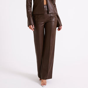 Qualité supérieure Femmes Casual Taille Haute Pantalon En Cuir Véritable ODM Personnalisé Hiver Conception Respirant Dernier Style Pantalon - Product Image 5