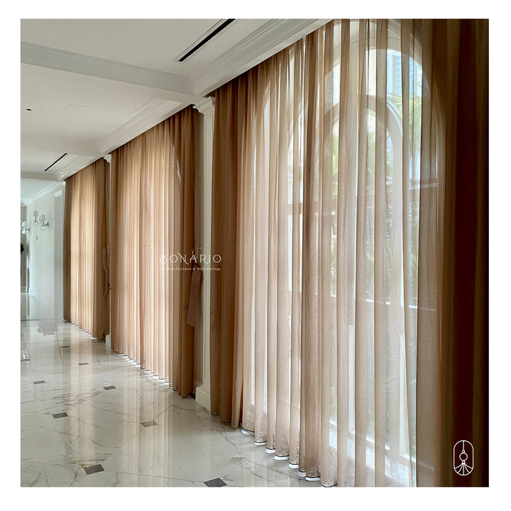 Wholesale Curtains Style Best Feature High Quality 100% Polyester for Curve Window Type Low MOQ Sheer Curtain Vietnam