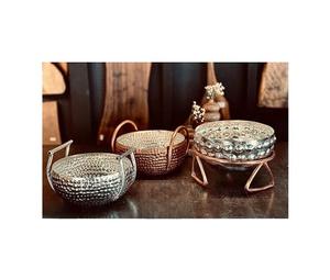 Bol à chocolat en acier inoxydable au design magnifique avec support en bois et en bois de santal, vaisselle, bol de service - Product Image 6