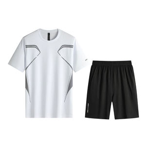 Ropa deportiva de verano informal para hombre, venta al por mayor, chándal de entrenamiento impermeable, conjunto de prendas de vestir exteriores de dos piezas para ejercicio - Product Image 3