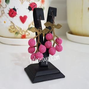 Pembe İğne Oyası Salkım Küpe Pendientes de moda - Product Image 1