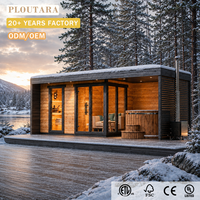 PLOUTARA Sauna extérieur moderne avec bain à remous, cabane en bois, salon, portes coulissantes en verre, chauffage au bois, pour salle de sport, villa, complexe hôtelier