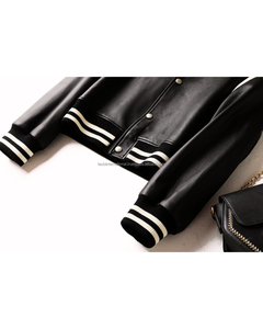 Veste boutonnée légère et respirante en cuir de vachette véritable pour femme, manches longues, collection automne, vente en gros, personnalisable, tendance - Product Image 4