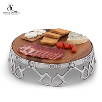 Plateau de service rond équestre en métal en bois fabriqué à la main avec support à mors en métal en aluminium parfait pour les idées cadeaux des amoureux des chevaux