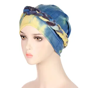 Kravat boya örgü Bandana kap, türban kap saç kaput başörtüsü Wrap kapak şapka kadınlar için