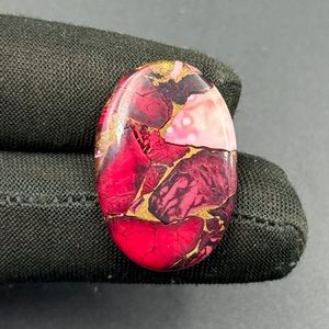 Alta calidad 18.50Ct Búfalo rojo natural Cobre Turquesa Piedra preciosa suelta 30X20X4MM Forma ovalada Lisa Tamaño personalizable - Product Image 3