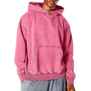 Sudadera con capucha rosa desgastada con efecto ácido, de algodón grueso, estilo vintage, descolorida, tipo jersey, oversize, streetwear, personalizada - Product Image 1