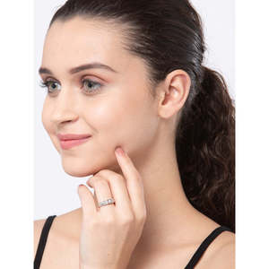 NOVAMART Fine Geometric Diamond-Rimmed 925 Sterling <b>Silver</b> Rocco <b>Adjustable</b> <b>Ring</b> for Women and Girls Wholesale Export - Product Image 3
