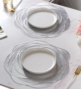 Manteles individuales de rosas metálicas de Color gris, centro de mesa con acento de boda, mesa de comedor decorativa usada para restaurante de Hotel en casa - Product Image 6