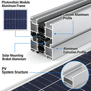 Profil Ekstrusi <span class=keywords><strong>Aluminium</strong></span> Kustom untuk Braket Pemasangan Panel Surya, Struktur Sistem PV <span class=keywords><strong>Aluminium</strong></span>, Rangka <span class=keywords><strong>Aluminium</strong></span> Modul Fotovoltaik - Product Image 1