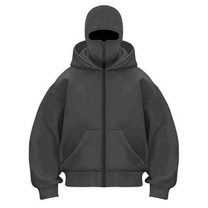 Sweat-shirt zippé vierge pour homme en coton biologique, personnalisable, épais, avec tissu double couche Air Layer, confortable, coupe ample - Product Image 4