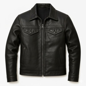 Blouson aviateur en cuir sur mesure en gros blouson de course rétro rouge noir blanc pour hommes - Product Image 1