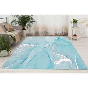 Turquoise Marble Printed <b>Rug</b> - Indoor Outdoor Home Decor,<b>Chenille</b> <b>Rug</b> - Product Image 2