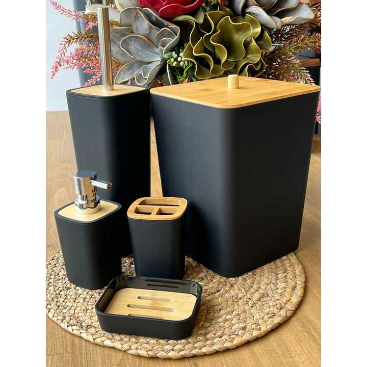 Acrylic Bathroom Set Braga Black 5 Pieces