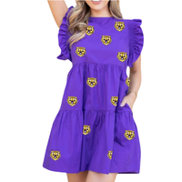 Robe ample brodée de sequins pour le jour du match, avec écussons brodés à la main, style softball, épaules dénudées, pour filles et femmes - Grande Vente