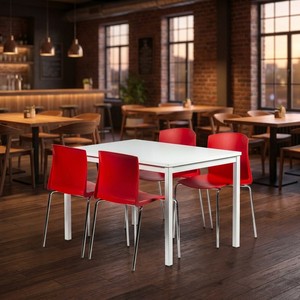 Ensemble de salle à manger Elton : Table avec 4 chaises empilables pour cantine, mobilier commercial - Product Image 2