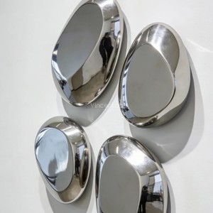 Sculpture murale abstraite en métal <span class=keywords><strong>de</strong></span> type galet Vincentaa, en acier poli, pour la décoration intérieure - Product Image 2