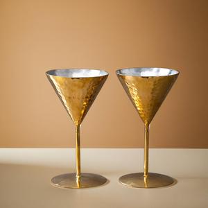 Juego de 2 vasos de cóctel de latón Caja de regalo perfecta para elegante Bar en casa o celebración - Product Image 3