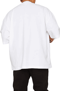 เสื้อยืดผ้าฝ้าย100% หนาสำหรับผู้ชายแบบโอเวอร์ไซส์หรูหราคอกลมผ้าคอตตอนโอเวอร์ไซส์ - Product Image 3