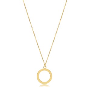 Collar con Colgante de Diseño Redondo Hueco, Hecho a Mano en Turquía, Regalo de Boda, Joyería de Plata de Ley 925 - Product Image 1