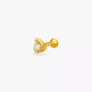 Alfiler de Nariz de diamante cultivado en laboratorio hecho a mano en oro amarillo de 14kt joyería de tendencia elegante y hermosa para mujeres diseño tradicional - Product Image 2