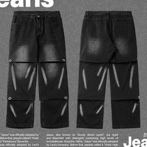 Venta al por mayor pantalones vaqueros holgados tendencia de la calle europea y americana pantalones negros de talla grande pantalones vaqueros hombres holgados pantalones vaqueros de pierna ancha sueltos hombres - Product Image 2