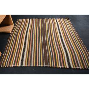 Clásico étnico marrón naranja 6,2X5,8 pies Patchwork alfombra turca lana viscosa Material látex para sala de estar pasillo rectángulo - Product Image 1